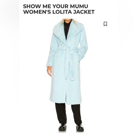 Show Me Your MuMu Women’s Lolita Faux Fur Jacket Revolve Ice Blue Size XS - Picture 2 of 11